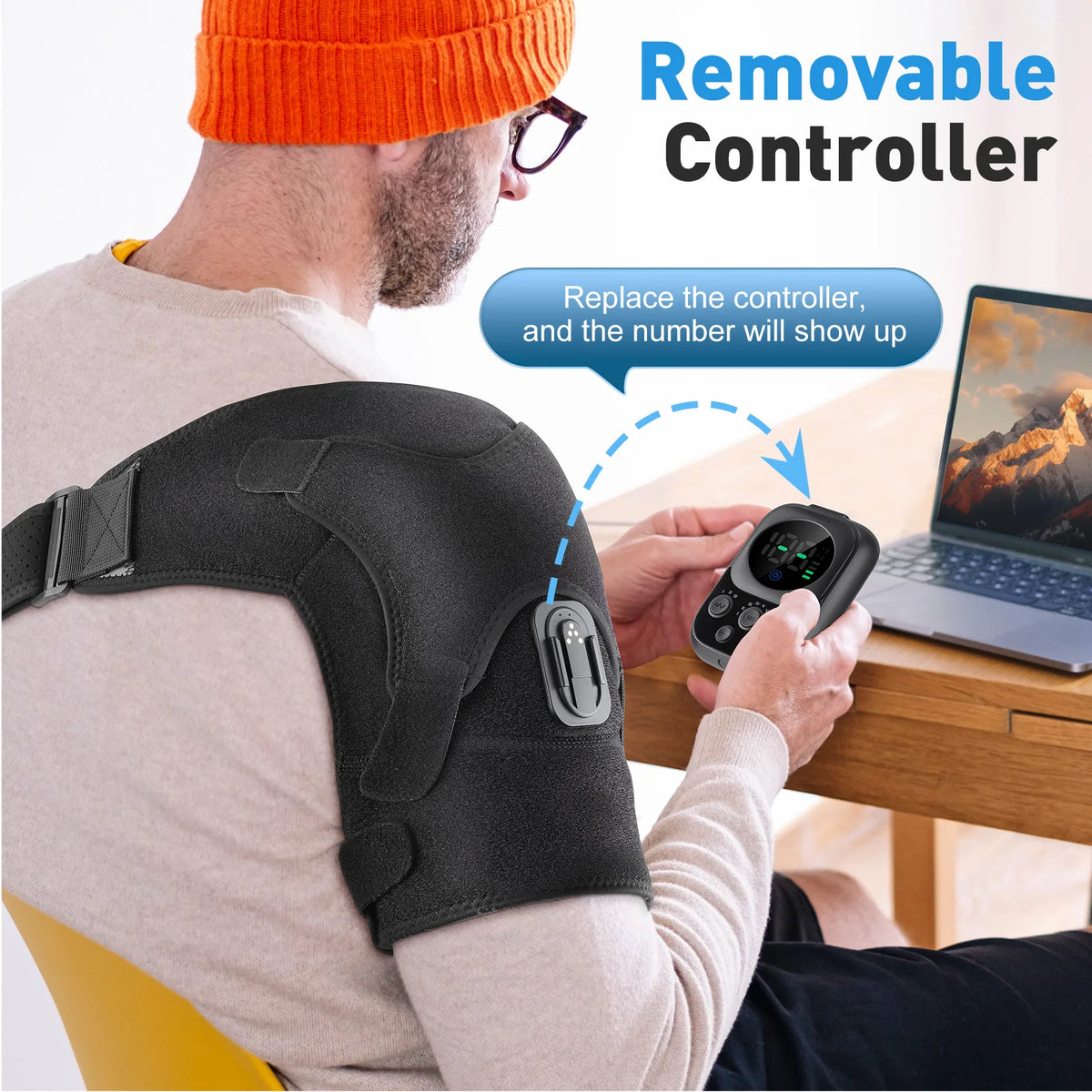 Electric Shoulder Brace for Men & Women, Shoulder Heated Pad Support Mobile Control, Relax Muscles Promote Blood Circulation