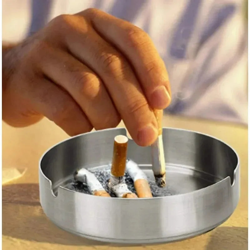 1-6Pcs Stainless Steel Ashtray Round Tabletop Ashtrays Storage Tray Portable Thickened Ashtray for Restaurant Hotel Bar Office