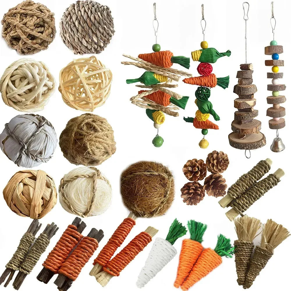 Small Animal Chew Toys for Rabbits, Hamsters, Guinea Pigs, and Chinchillas, Tooth Cleaning Molar Grinding Toys, Pet Supplies