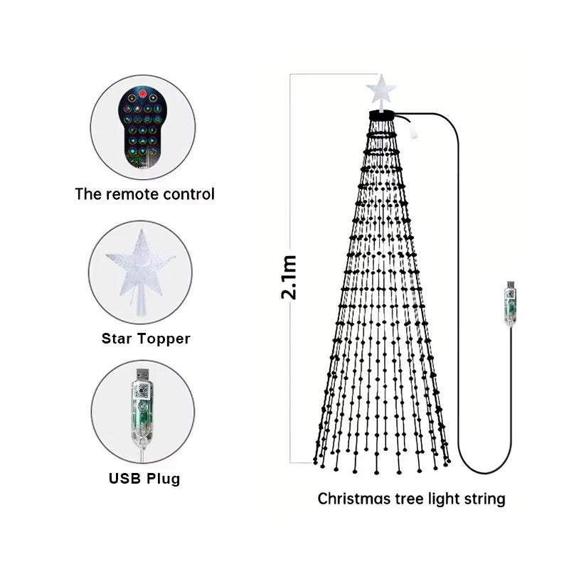 Smart Christmas Tree Lights Fairy LED Lights with Star Topper DIY Color Changing App Remote for Christmas Tree Decor 400LEDs