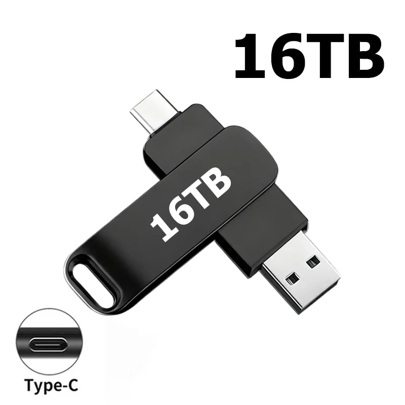 16TB Flash Drive USB 3.2 High Speed 2TB USB Transfer Type-C 2-In-1 8TB OTG Pendrive Waterproof Flash Drive For Computer Storage