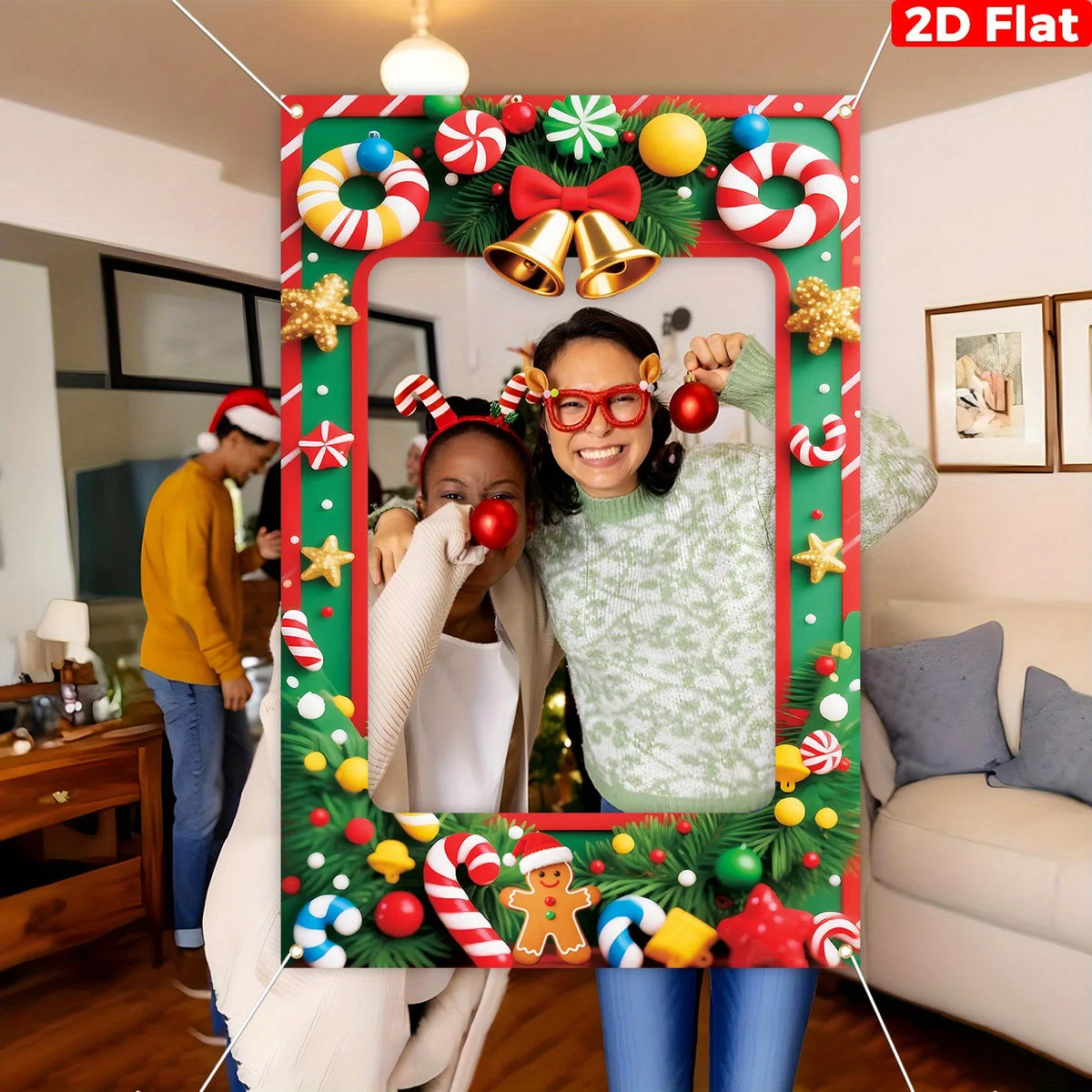 Christmas Photo Booths Merry Christmas Decoration for Home Pendant Xmas Backdrop Ornament Navidad Natal New Year Gift