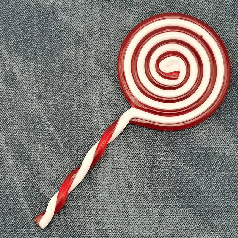 16cm Longth Candy Simulation Red And White Plastic Lollipop Merry Christmas Tree Home Decorations New Year Small Accessories