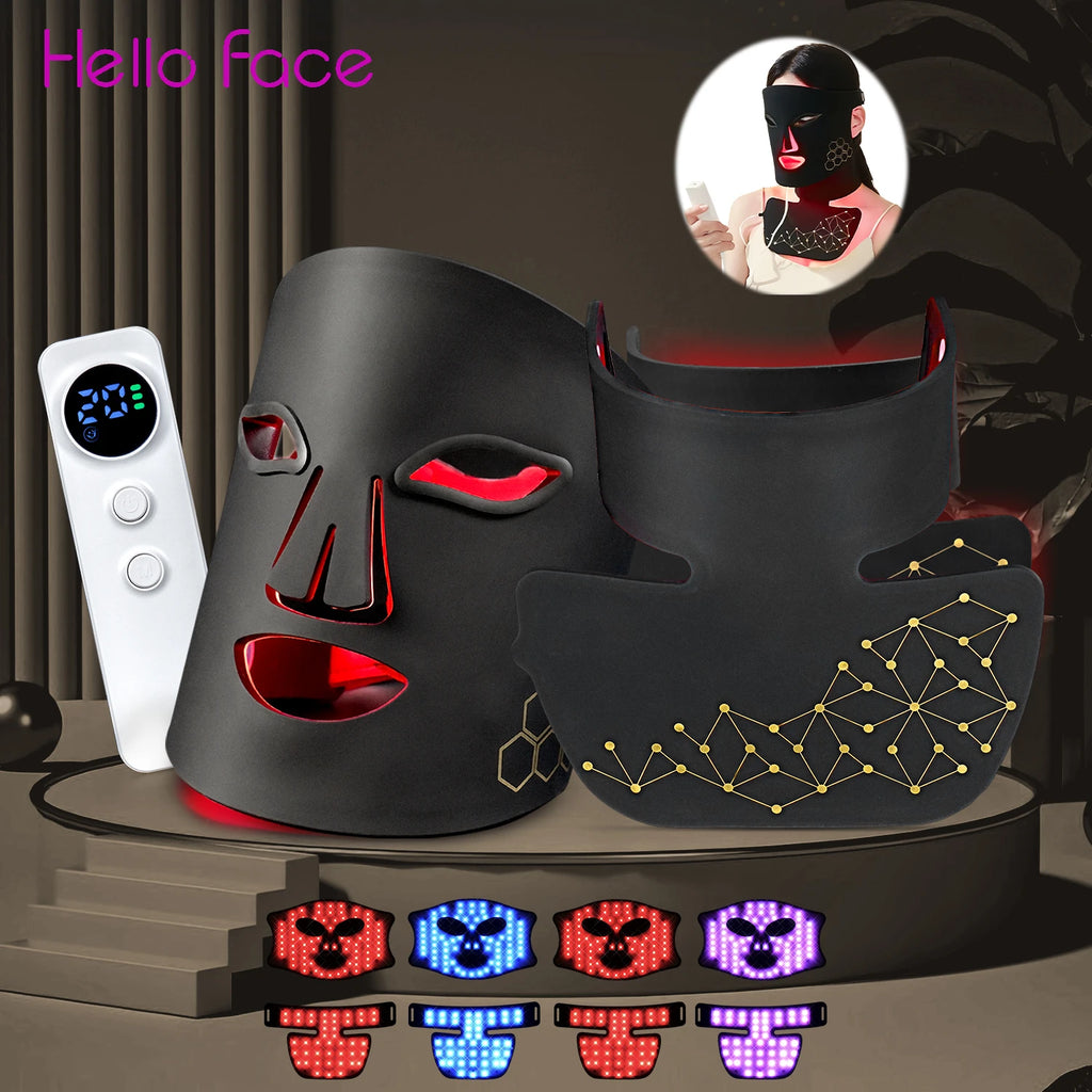 NIR LED Face Mask Neck Mask Near Infrared Face Neck SPA Therapy Mask 216+132 Beams Skin Rejuvenation Beauty Device
