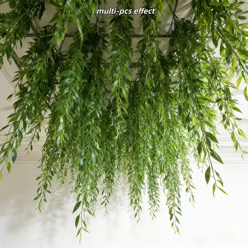 10pc Extra-Long Deluxe Willow Leaf Vine Elegant Artificial Greenery Faux Evergreen Hanging Vine with Dense Green Leaves 2026