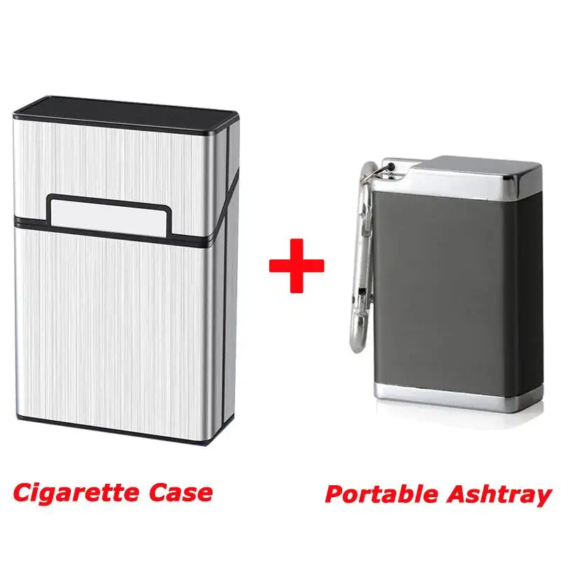 Portable Cigarette Case Metal Smoking Cigarette Box 20pcs Capacity Tobacco Holder Cigarettes Pack Cover Storage Box Men's Gadget