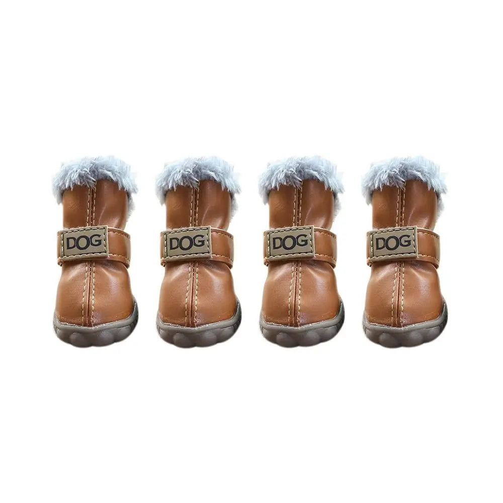 Dog Boots Warm Pet Snow Boots Waterproof Non-Slip Winter Pet Dog Shoes / PU Soft Dog Rainshoes for 4 Pcs/Set Cats