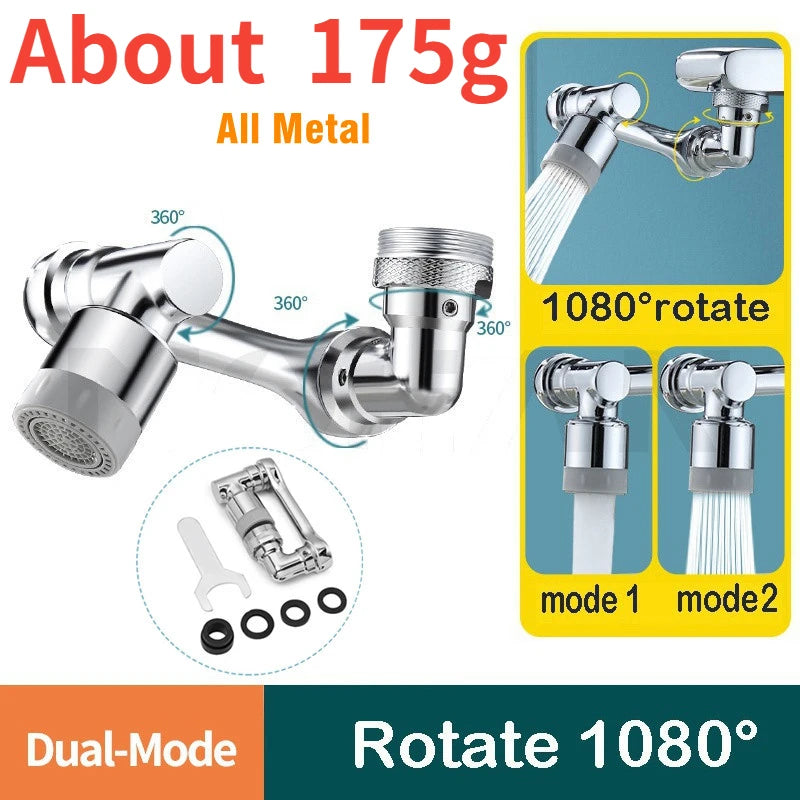 Metal 1080° Universal Rotation Faucet Sprayer Head 22/24mm Adapter Washbasin Faucet Extender Aerator Bubbler Nozzle Kitchen Tap