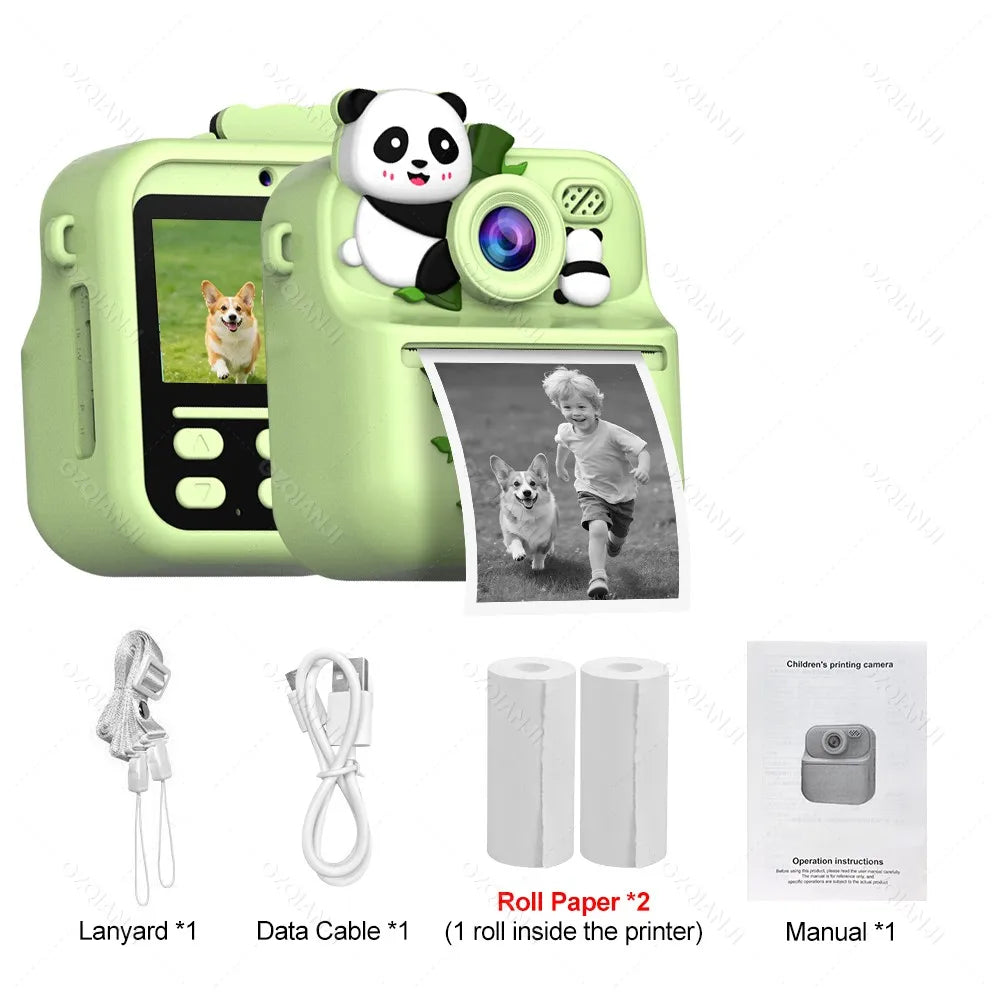 Mini 58mm Thermal Printer Kis Digital Camera HD1080P Instant Print Photos Video Recording Machine 32G SDCard for Children Gifts