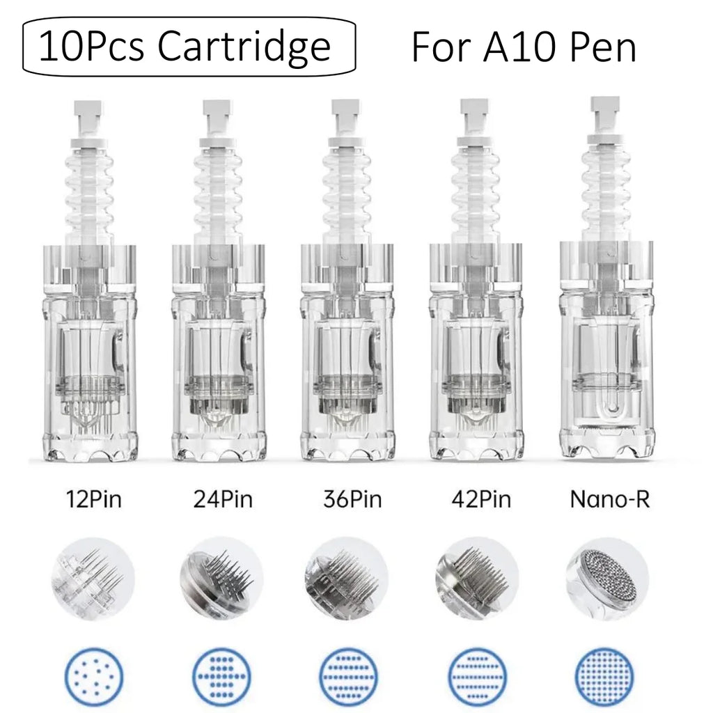 10Pcs 0.25mm Cartridge Microneedle 12pin 24pin 36pin 42pin Round Nano Needle For Dr Pen A10 Microneedling Pen