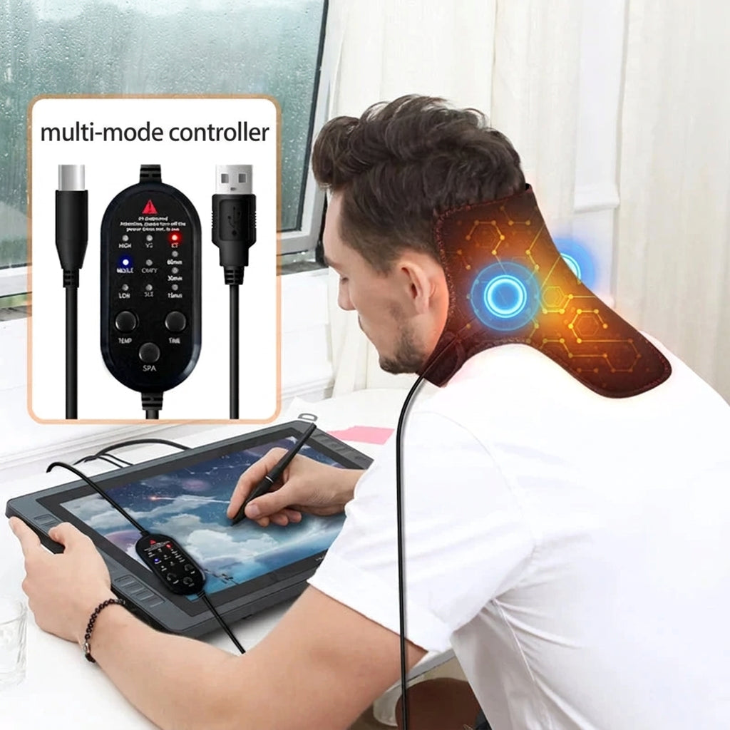 Electric Heated Neck Brace Massager Belt with 3 Adjustable Temperature Levels for Warmth And Neck Massage Relaxation Support