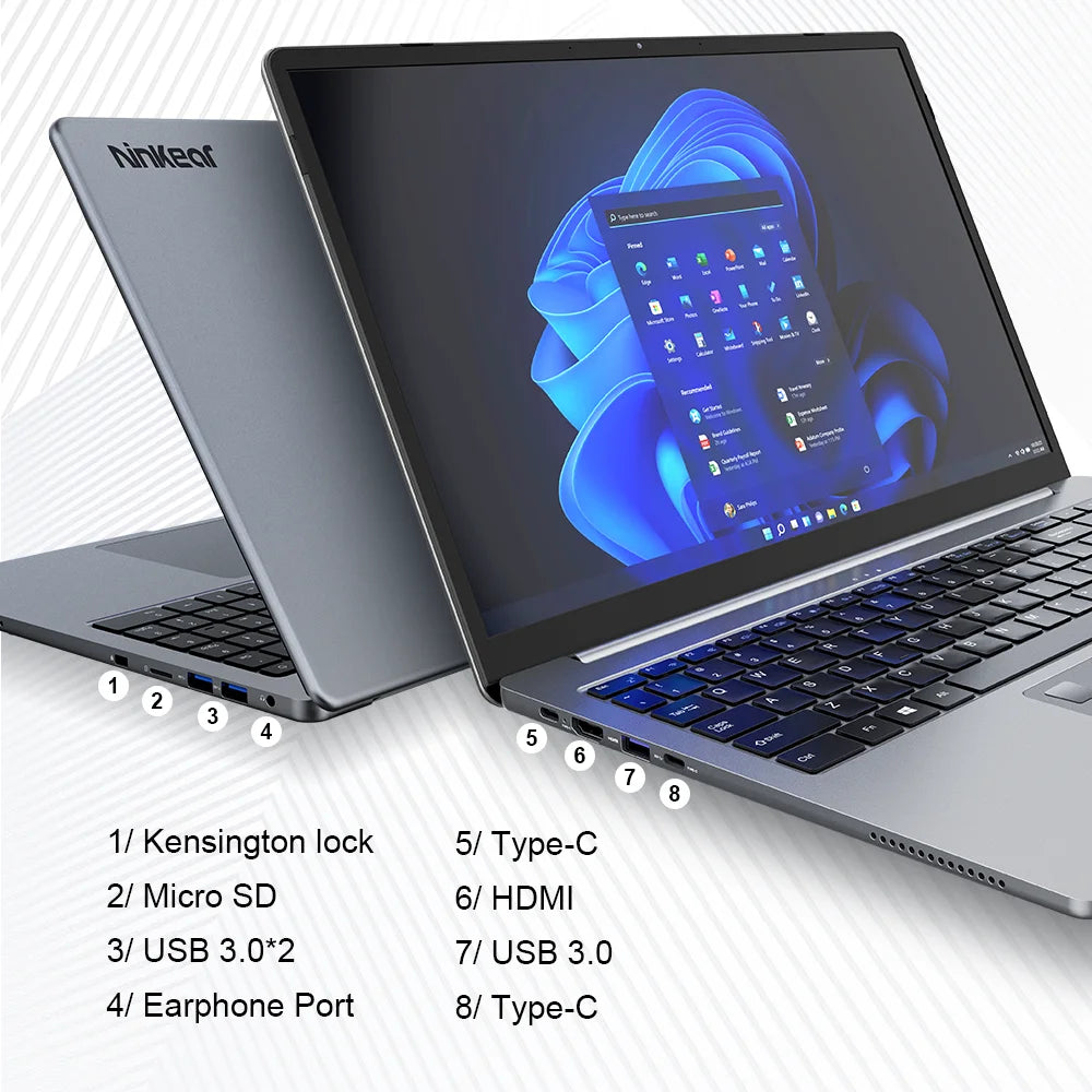 Ninkear A15 Pro Laptop AMD Ryzen 5 5500U 16GB RAM 1TB SSD 16-inch 2.5K 120Hz IPS Metal Body Windows 11 WiFi6 Fingerprint Business Office Gaming Notebook Portable Computer