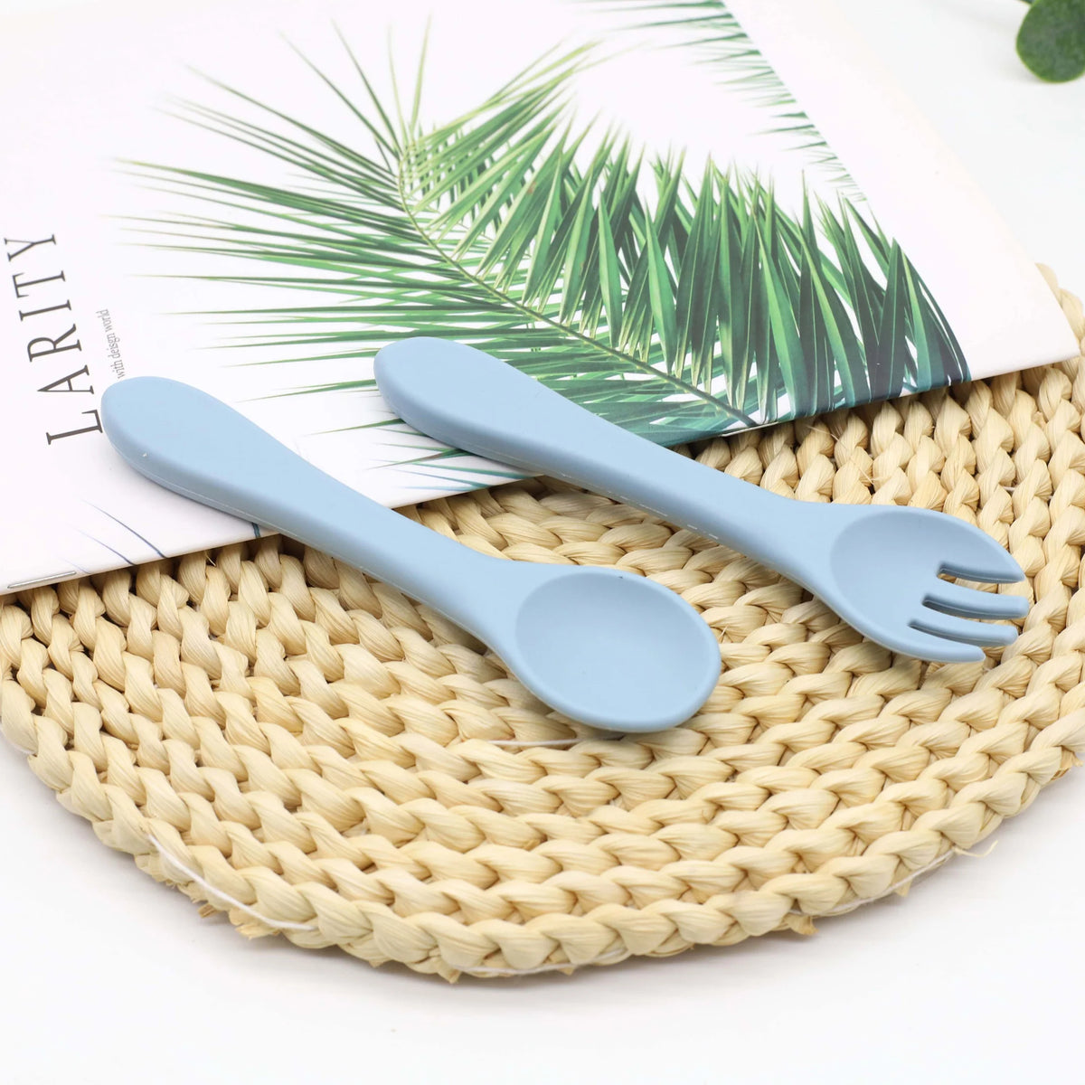 2Pcs/Set Soft Silicone Baby Training Spoon Fork Set Kids Tableware Infant Toddler Feeding Accessories