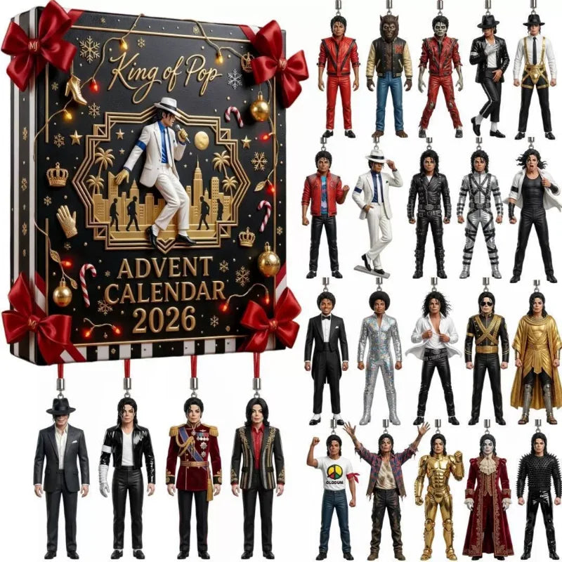 2027 Michael Jackson Christmas Advent Calendar Acrylic Hanging Figurine Xmas Tree Decor 2D Stage Fans Holiday Gift Ornament Pop