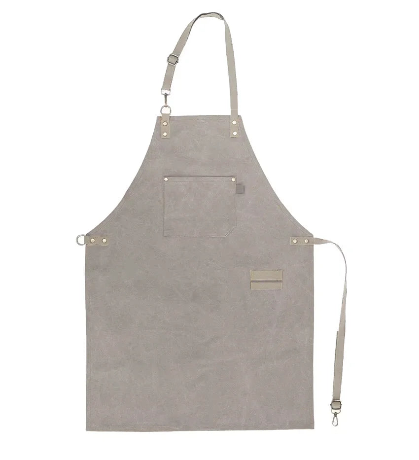 Kitchen Apron Heavy Duty Canvas Barber Work Aprons Unisex Cross Straps Adjustable Salon Hairdresser Bib PU Leather Apron for Men