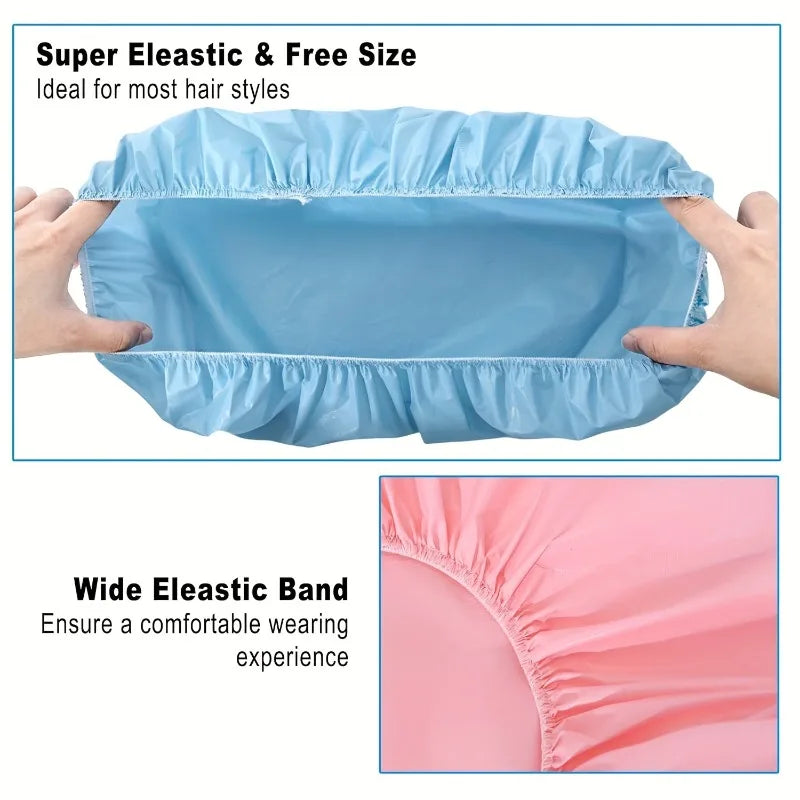 Anti-slip Shower Cap Plastic Reusable Shower Caps Elastic Band Bath Hair Hat