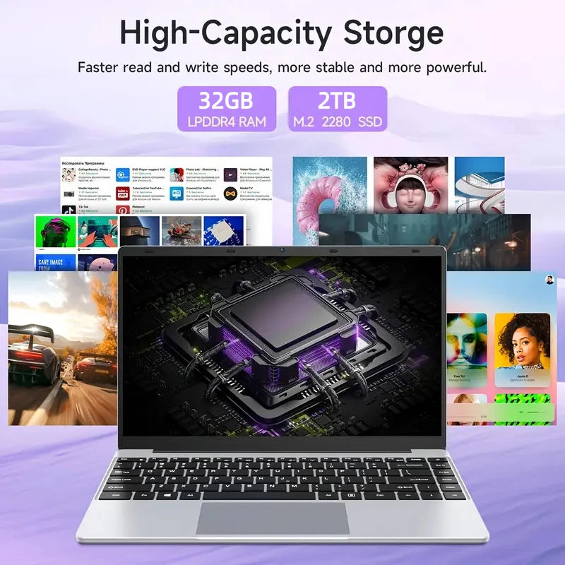 Ultra-thin Laptop Intel Core i3 6th Gen Processor 32GB RAM 1TB 2TB SSD 14.1 Inch Office Study Gamer Windows 11 Portable Notebook