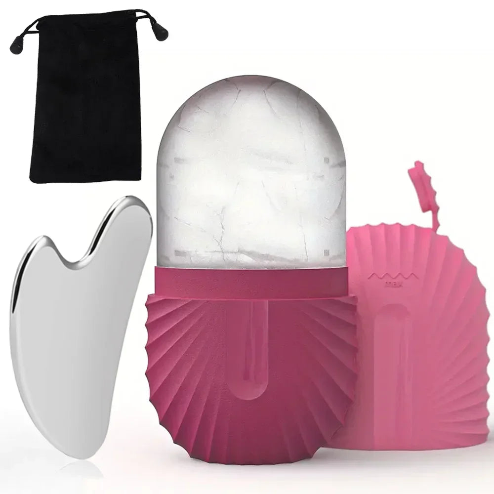 Reusable Ice Face Roller Stainless Steel Gua Sha Tool Set Skin Care Beauty Set Face Massage Roller Lifting Contouring Tools