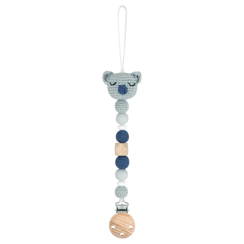 Crochet Koala Pacifier Clip, Handbell Rattle, Teether Doll, Pacifier Chain Clip Set, Cartoon Teething Toy