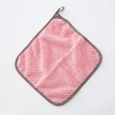 Kitchen Towels Hangable Cleaning Cloth for Tableware Dish Cloth Microfiber Absorbent Household Cleaning Towels