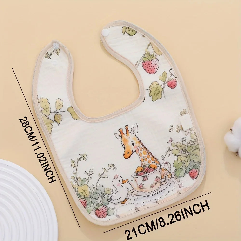 Bavaglino in garza per neonati, asciugamano impermeabile per la saliva con cartoni animati, articoli per bambini e neonati, bavaglino con tasca per la pappa