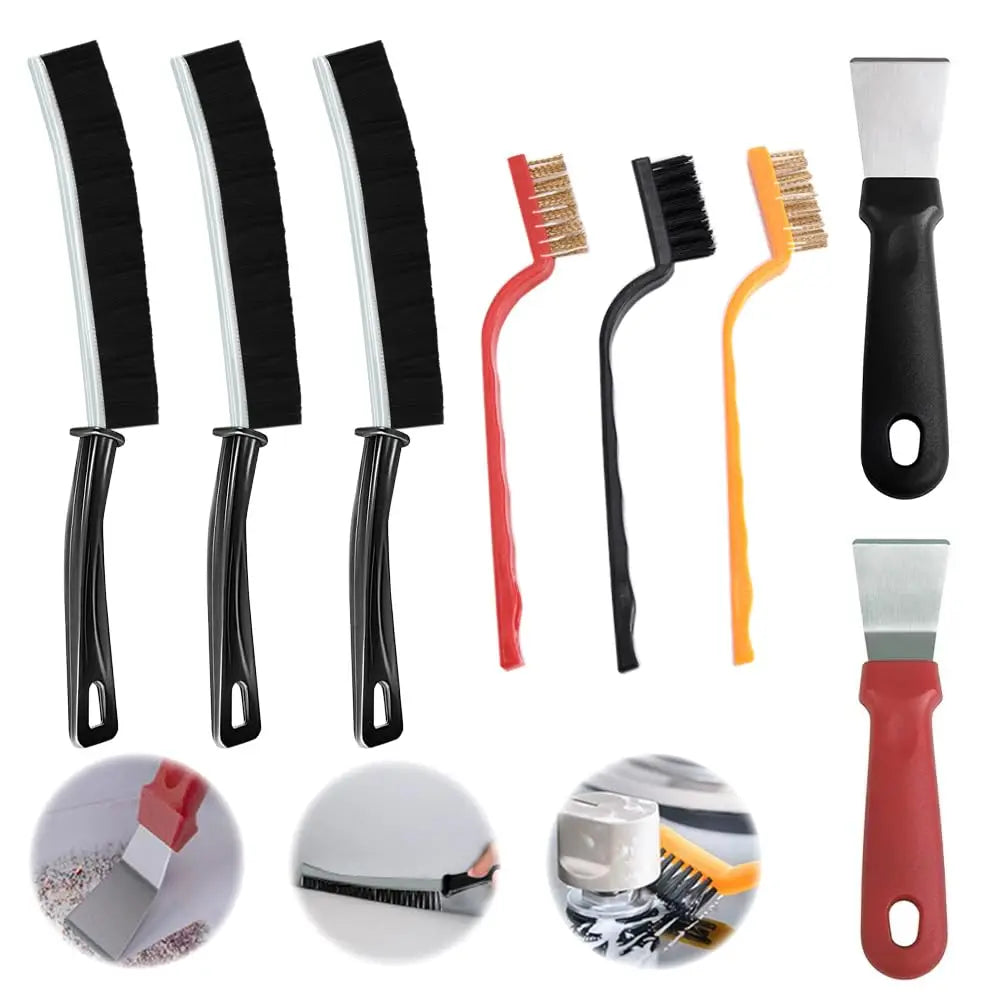5/6/7pcs Cleaning Tool Set Multi-Surface Durable Brush Scraper for Gas Stove Range Hood Grime Removal Tools Home Outdoor Cleaner