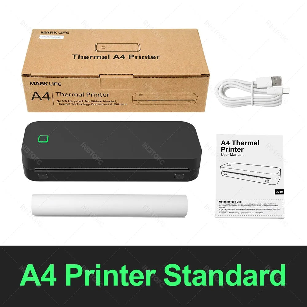 Portable A4 Thermal Printer Inkless Photo PDF Document Tattoo Printing Bluetooth Tattoo Stencil Printer For Office Home Travel