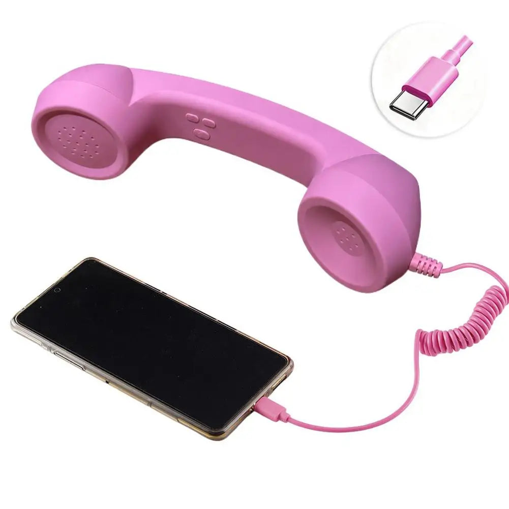 Retro Telephone Handset Receiver Type C 3.5mm Direct Plug Handheld For Mobile Phones PC Computer
