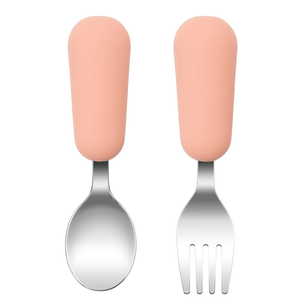 Color Kids 2PCS Stainless Steel Fork Spoon Baby Feeding Set Eco Friendly Toddler Utensil BPA Free Kids Dinnerware Baby Stuff