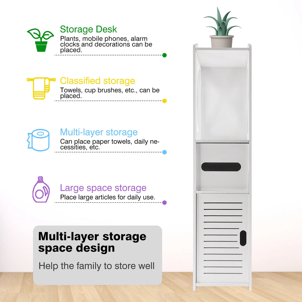 Slim Tall Bathroom Cabinet with Door 80x20x12cm PVC Material Waterproof Easy Install And Clean Storage Solution for Bathrooms