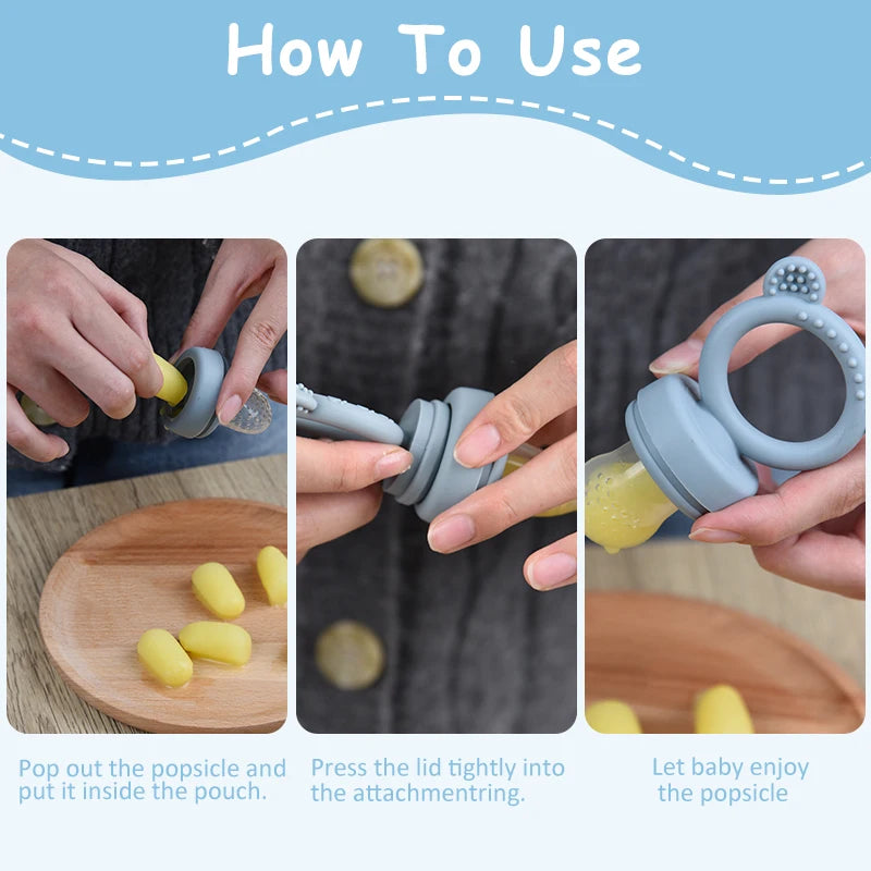 Silicone Bear Shaped Baby Fruit Feeder Fresh Fruit Food Nipple Pacifier - Fun And Healthy Feeding for Babies