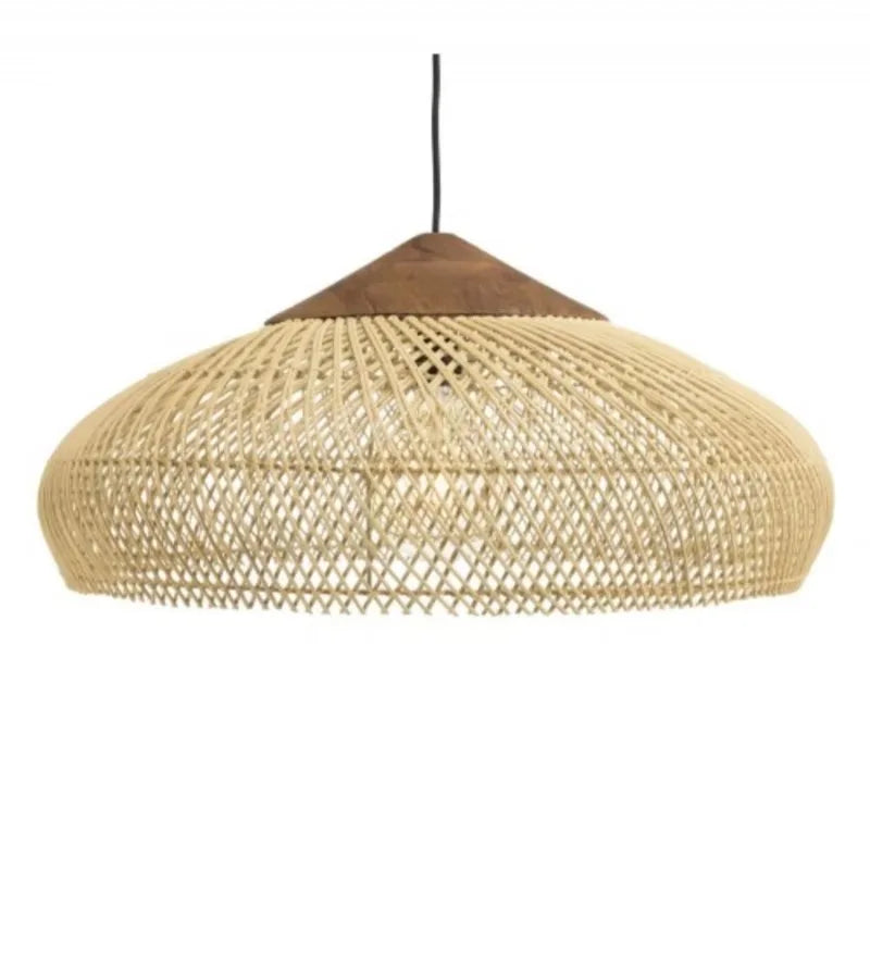 Bohemian Handwoven Rattan Chandelier Scandinavian Wicker Pendant Light with E27 Base for Dining Room & Loft