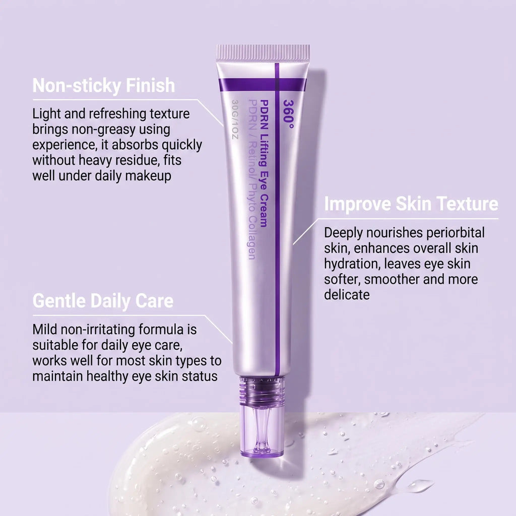 360º Shot PDRN Eye Cream Targets Remove Wrinkles Crow's Feet Fade Dark Circles Eliminate Puffiness Lifting Tighten Eye Contour