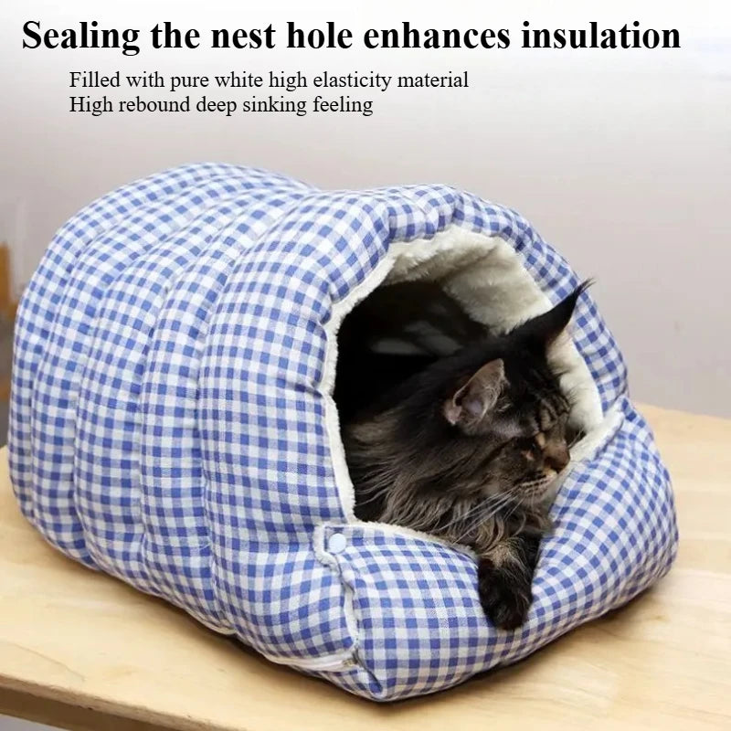 Foldable Winter Pet Bed/Sleeping Bag for Cats and Dogs, Thickened Semi-Enclosed Design, Soft Indoor, Christmas/Warm in Autumn/Winter