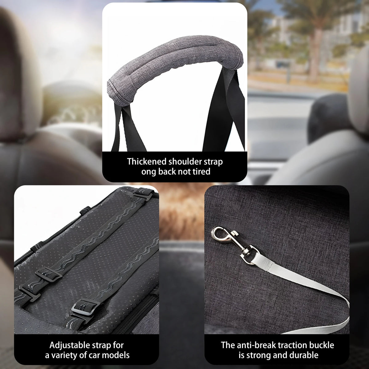 Grey Square Center Console Pet Nest All Season Universal 2 In 1 Car Dog Booster Seat Adjustable Shoulder Strap Removable Washable Car Armrest Pet Carrier Outdoor Hiking Travel Small Dog Cat Auto Safety Bed Pet Accessor