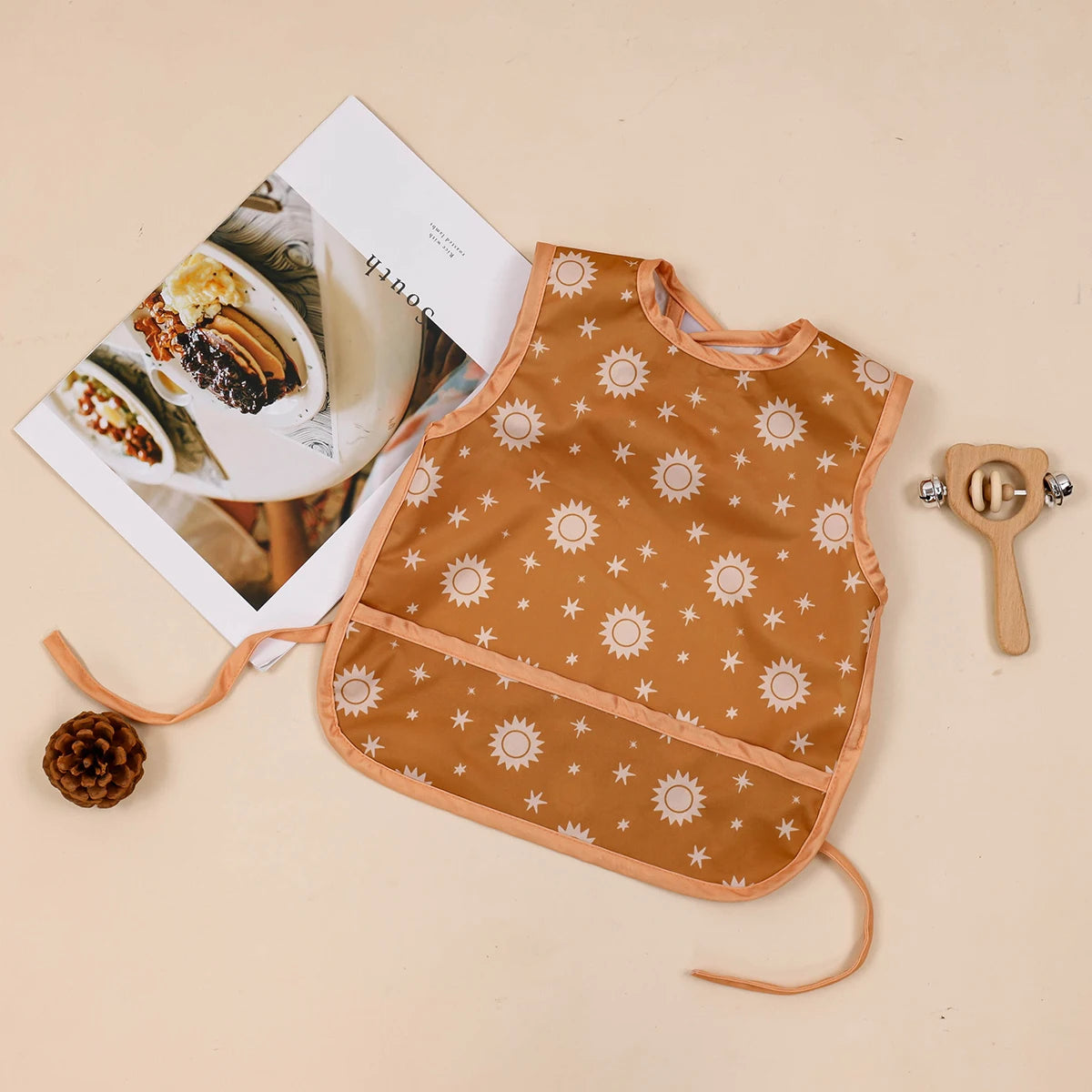 baby feeding bibs waterproof magic tape recycled fabric breathable fashion print baby saliva towel