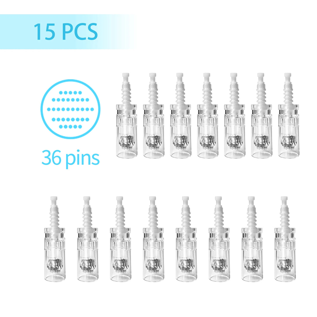 15Pcs Dr Pen Microneedle Cartridge Use for N2/M5/M7/E30, 9/12/24/36/42Pin&Round/Square Nano Use for Facial Needle Length 0.25mm