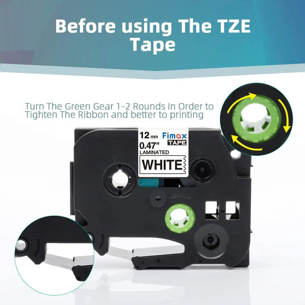 Fimax 31 Colors 231 Label Tape TZE231 431 531 631 12mm Tape Compatible with Brother P-touch Label Maker Ribbon TZE231 For PTH110