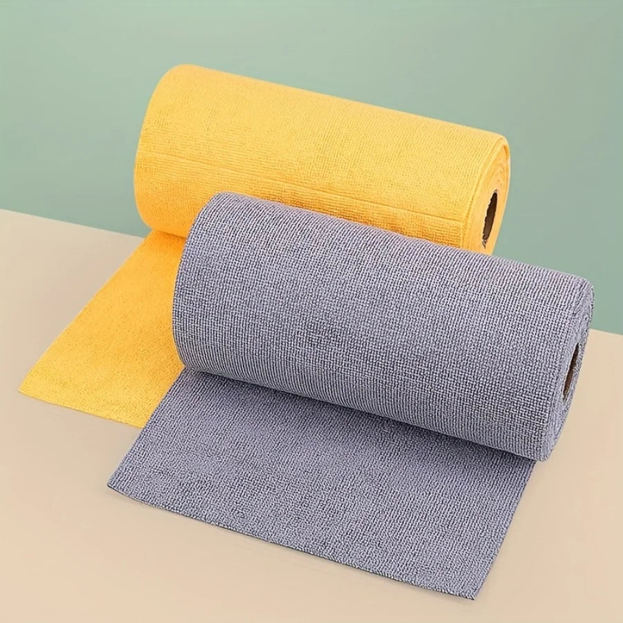 1 Roll(20pcs) 25x25CM Disposable Dish Rag, Microfiber Towel Roll, Hand Tear Cleaning Towel, Reusable Washable Microfiber Towel