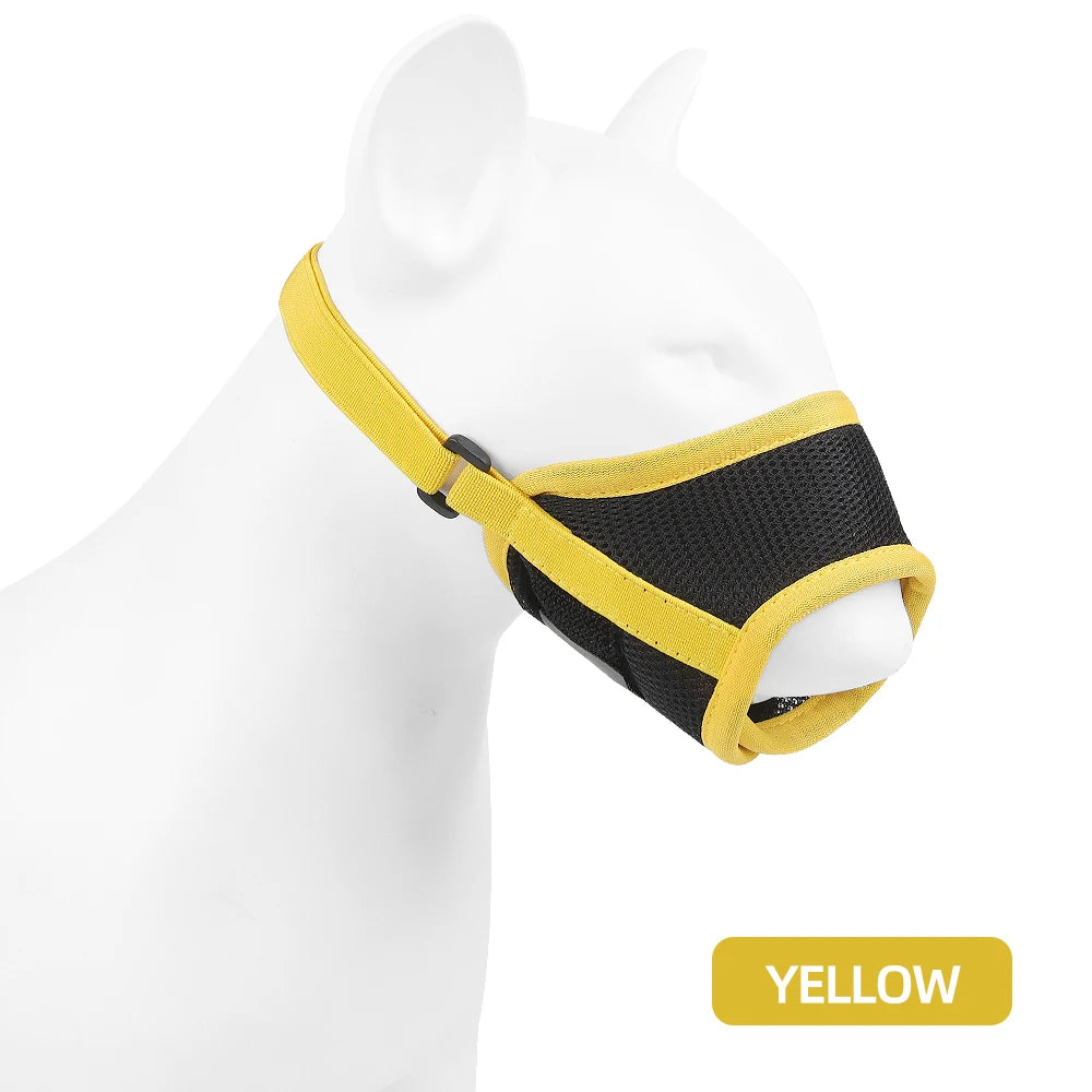 Dog Muzzle Anti-Barking Pet Adjustable Anti-Bite Puppy Breathable Soft Dog Mouth Cover Elastic Strap Pet Supplies Basket Muzzle