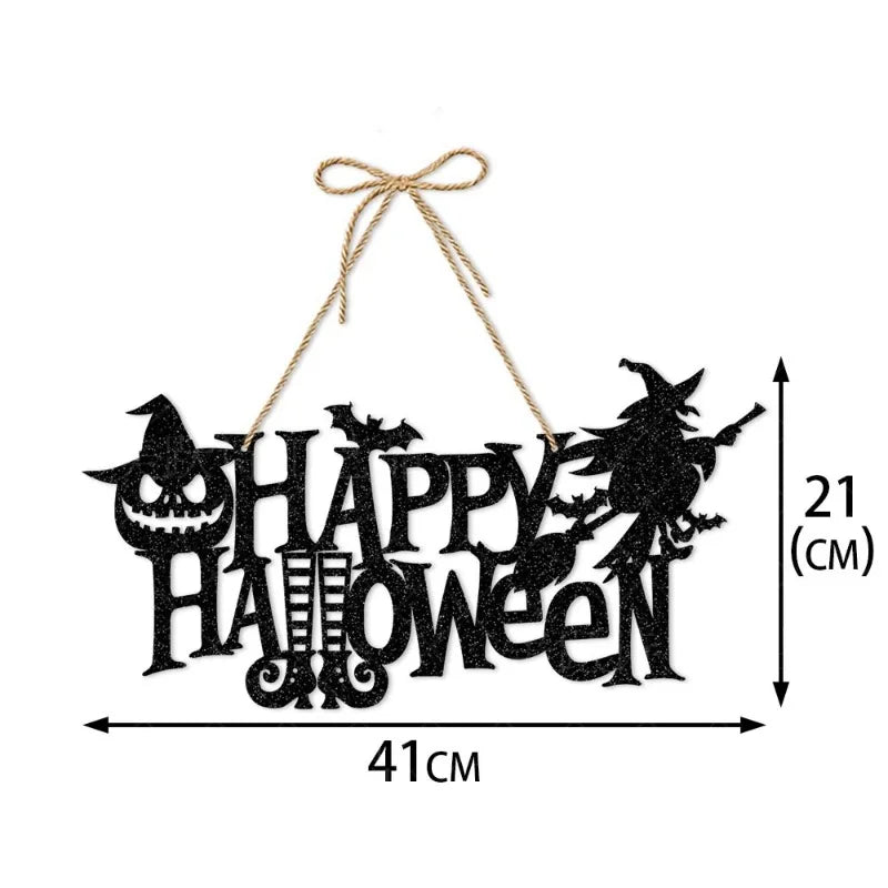 Halloween Party Door Decorations Horror Pumpkin Ghost Bat Hanging Pendent Paper Sign for Home Halloween Festival Party