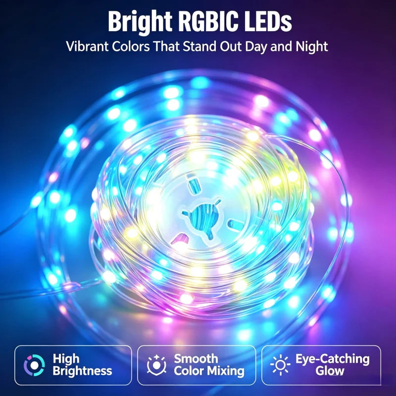 RGB LED Light String Intelligent Control Outdoor Lantern Party Leather Line Lamp IP67 Music Light String Holiday Decoration