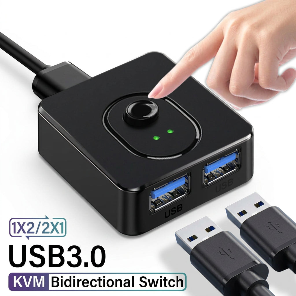 USB 3.0 KVM Switch 1x2/2x1 USB Hub Bidirectional USB2.0 Switcher USB3.0 Extender Shared Controller for PC Keyboard Mouse Printer