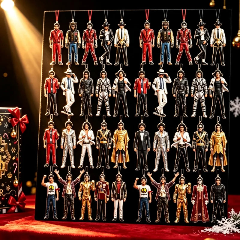 2027 Michael Jackson Christmas Advent Calendar Acrylic Hanging Figurine Xmas Tree Decor 2D Stage Fans Holiday Gift Ornament Pop