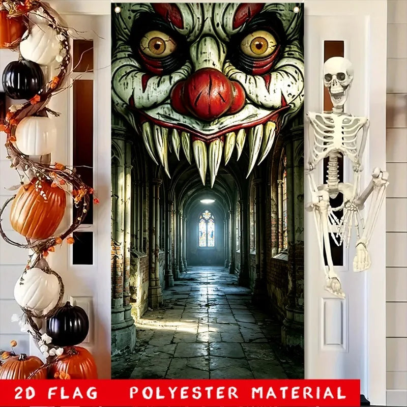 Halloween Decorations Door Banner SpookyZombie Theme Wall Decor Indoor Outdoor Haunted House Themed Party Decoration