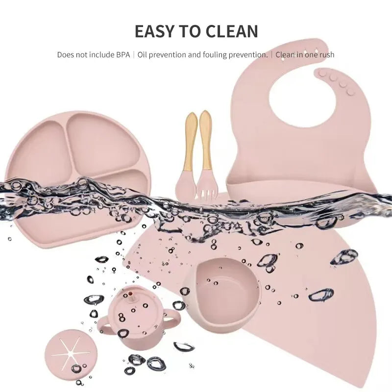 6 PCS Baby Meal Set Silicone Children's Meal Training Cutlery Set