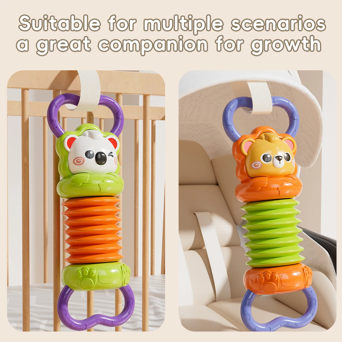 Baby Musical Accordion Toy Stretch Squeeze Animal Early Education Music Sensory Motor Skill Development for 6+ Months Infants
