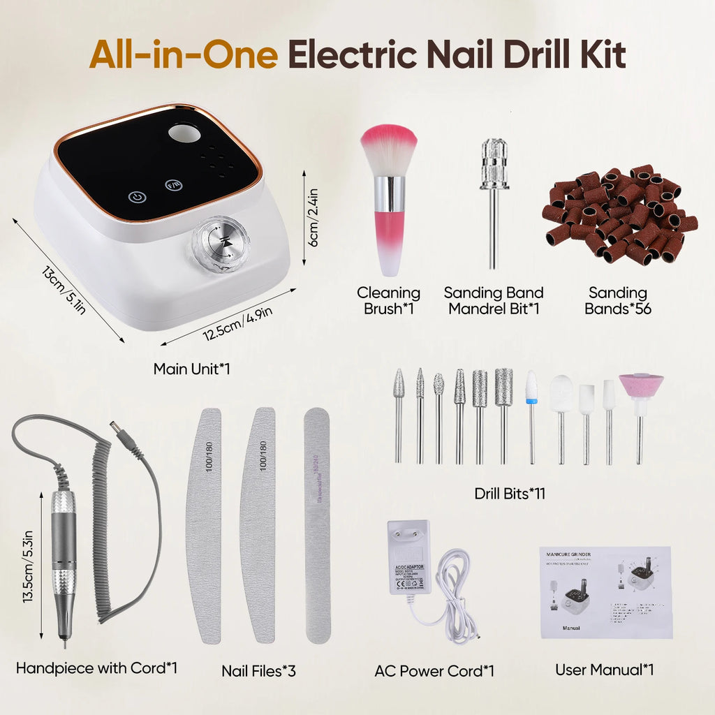 Electric Nail Drill 50W 40000RPM Professional Manicure Machine Portable Nails Sander Nail Salon Polisher Equipment Tools