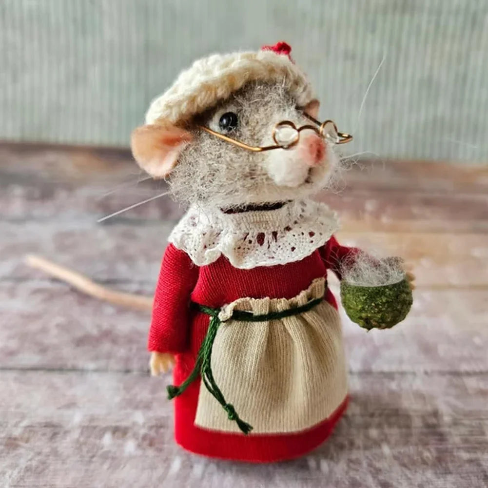 Christmas Needle Felted Mouse Ornament – DIY Handmade Wool Mouse Decoration for Home & Tree