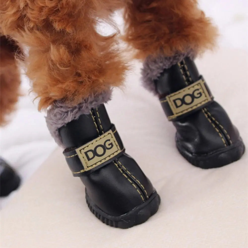 Dog Boots Warm Pet Snow Boots Waterproof Non-Slip Winter Pet Dog Shoes / PU Soft Dog Rainshoes for 4 Pcs/Set Cats